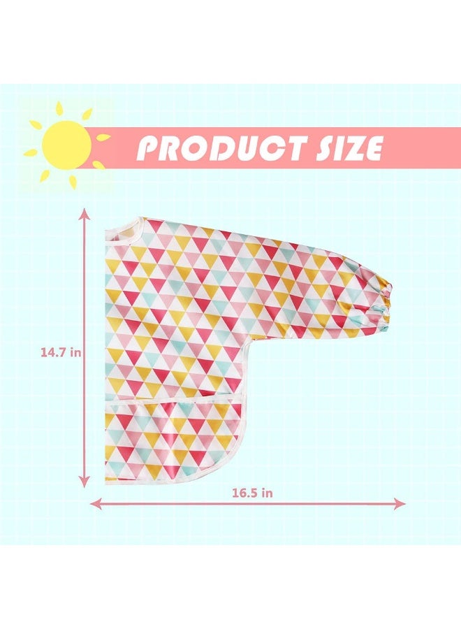 Little Dimsum Full Sleeved Feeding Bib 2 Pack,Baby & Toddler Waterproof Bib Apron,Food Protection Large Pocket Eating Smock 6-36 Months(Pink/Red) - Image 4