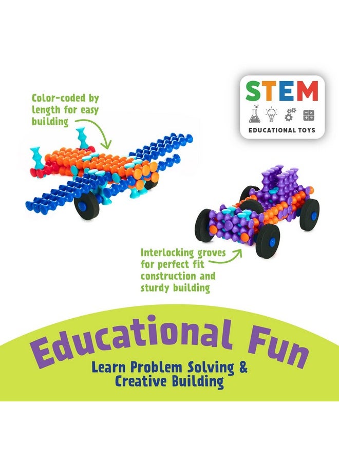 Popular Playthings POPULAR PLAYTHINGS Playstix Starter Set Construction Toy Building Blocks 80 Piece Kit  - Image 5