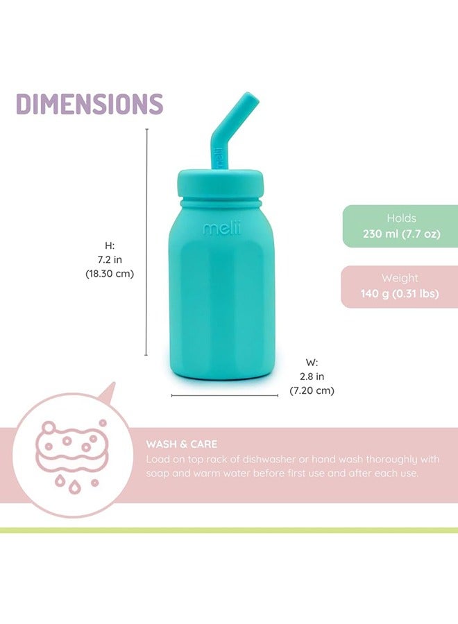 melii Silicone Water Bottle with Straw For Babies, Toddlers & Kids, BPA Free, 230mlTurquoise - Image 2