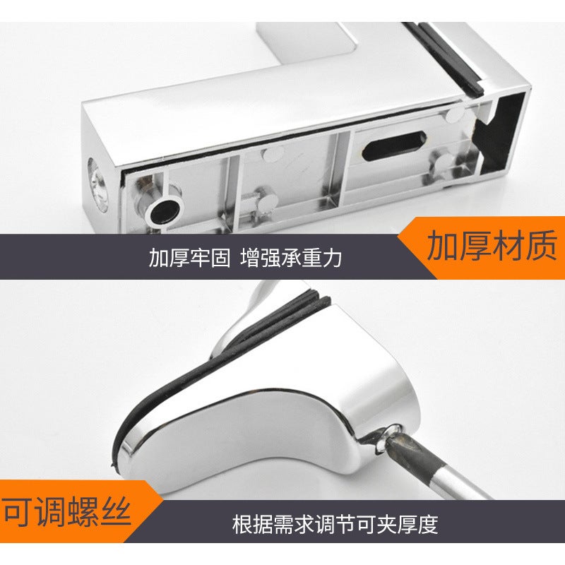 Zinc Alloy Glass Clip Screen F Clip Large Glass Clip Fixed Bracket Desk Partition Adjustable Fish Mouth Clip - Image 3