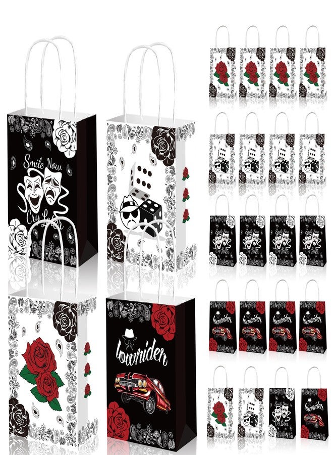 Bolsome 24pcs Cholo Lowrider Party Bags with Handles for Early 2000s Old School Theme Birthday Party Supplies Gift Goody Treat Candy Bags Western Bandana Return Gift Bags cholo theme party decorations - Image 1