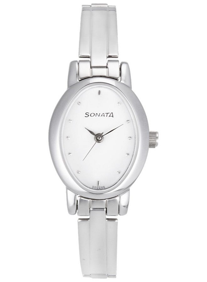 Sonata Quartz Analog White Dial Stainless Steel Strap Watch for Women-NS8100SM01 - Image 1