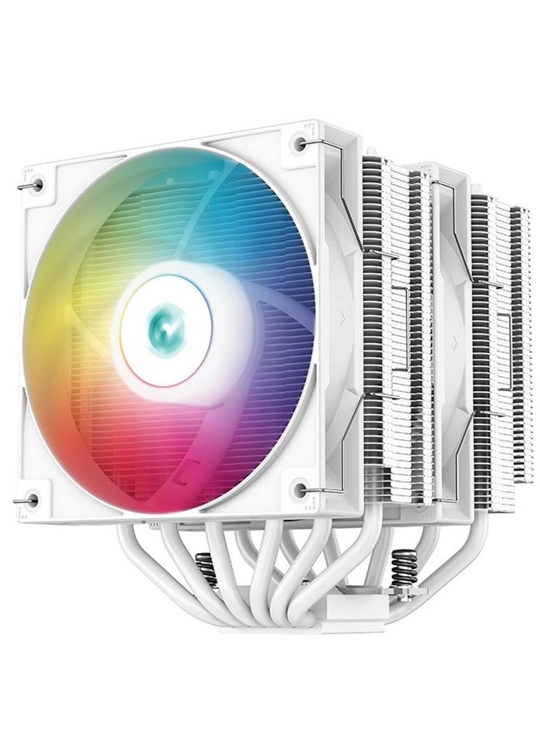 Deepcool AG620 WH ARGB Dual-Tower CPU Cooler with 260W TDP | Support Intel LGA2066/2011-v3/2011/1700/1200/1151/1150/1155 and AMD AM5/AM4 - R-AG620-WHANMN-G-2 (White)