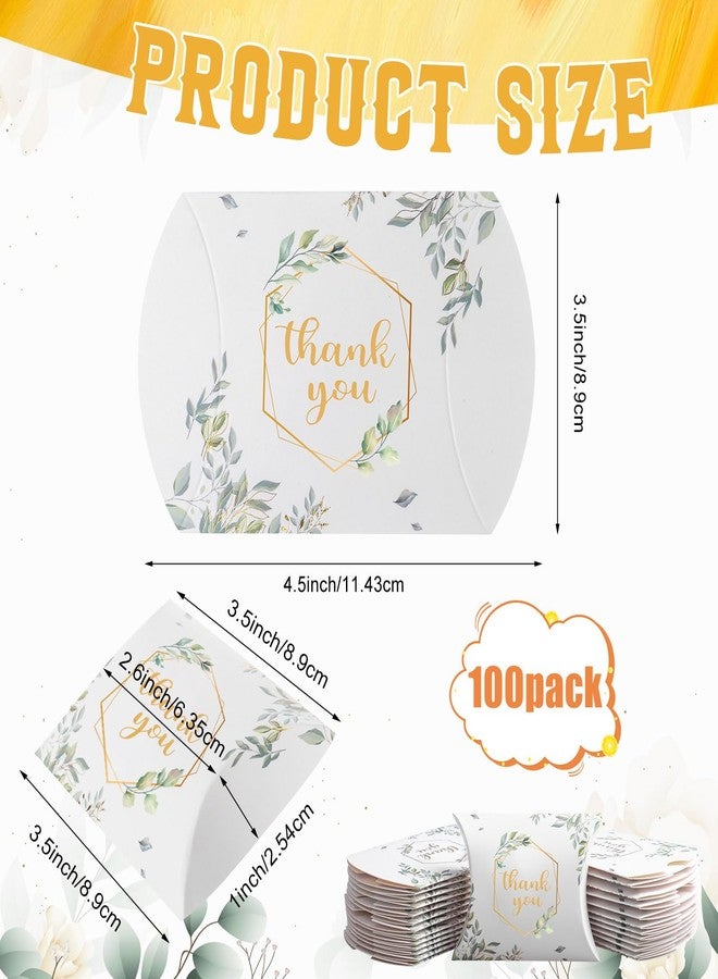 Haomian 100 PCS 3.5 x 2.8 x 0.98 Inch Kraft Paper Pillow Gift Boxes Candy Treat Gift Box Wedding Party Favor Boxes Sweet Bags for Wedding Bridal Shower Baby Shower Birthday Party Supplies - Image 2