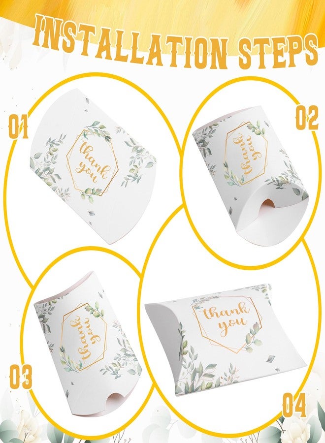 Haomian 100 PCS 3.5 x 2.8 x 0.98 Inch Kraft Paper Pillow Gift Boxes Candy Treat Gift Box Wedding Party Favor Boxes Sweet Bags for Wedding Bridal Shower Baby Shower Birthday Party Supplies - Image 3