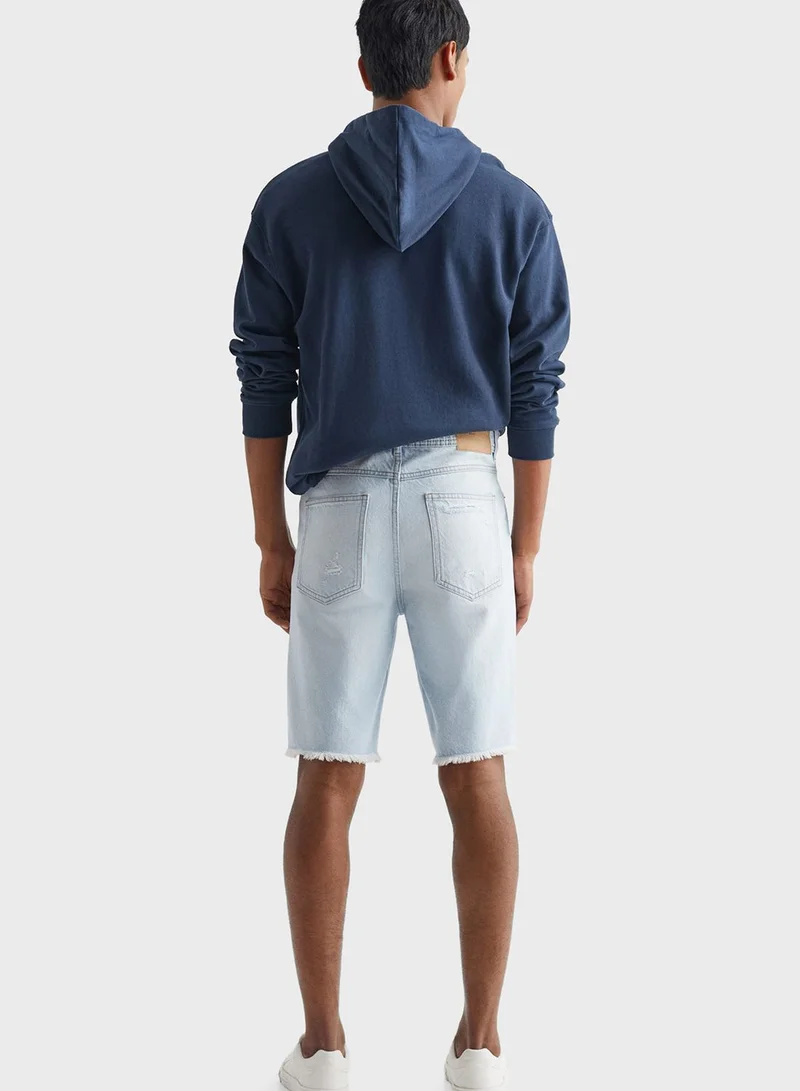MANGO Youth Ripped Denim Shorts
