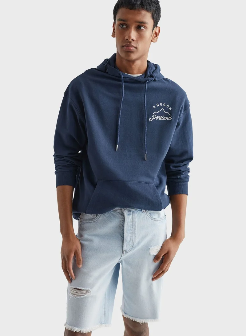 MANGO Youth Ripped Denim Shorts