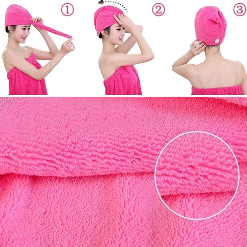 YASAMAZING YASAMAZING Hair Wrap Microfiber Hair Wrap Magic Fast Dry Towel Drying Bath Spa Head Soft Cap Turbann Easy Wrap Women Special Hair warp Towel designable (Pack of 02pcs) (Multi)  - Image 3