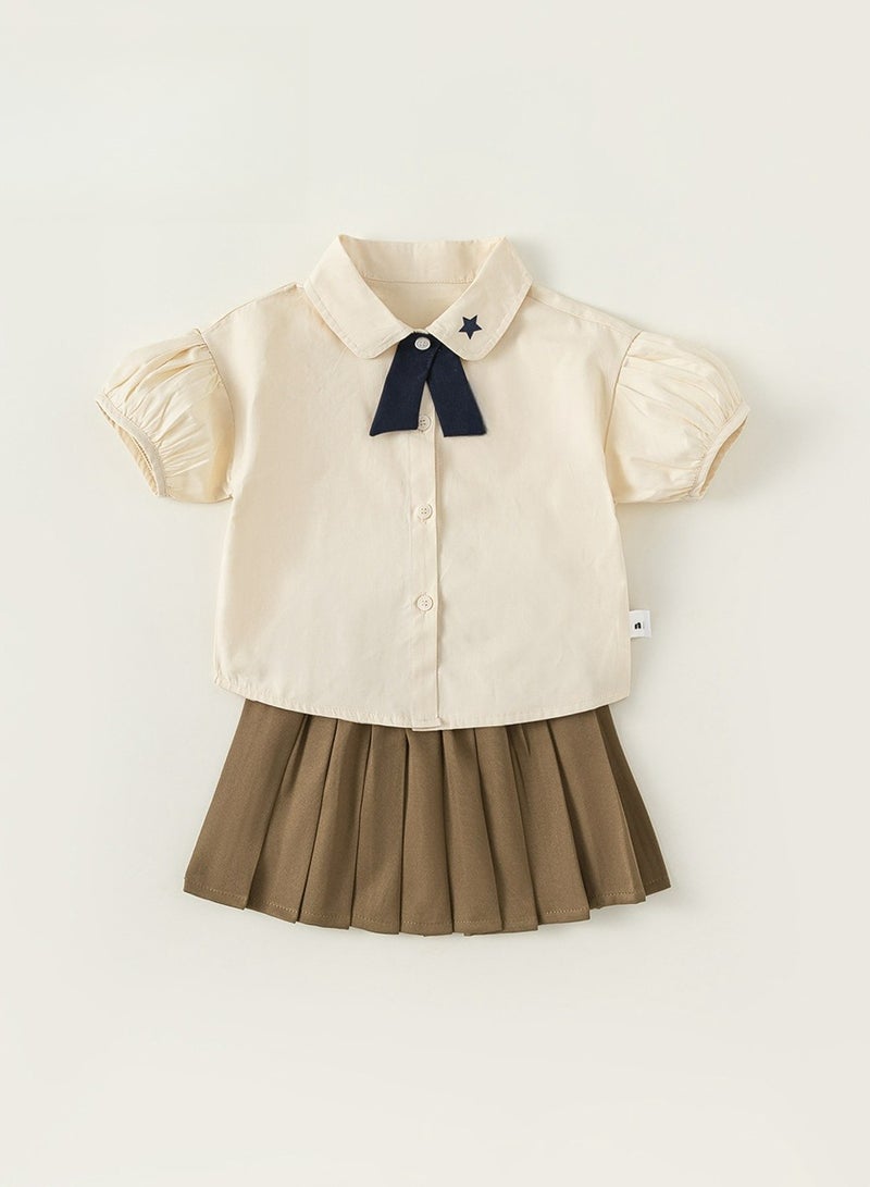 Boys' Tie Shirt, Baby Pants, Children's Set, College Style Two-Piece Set - Image 1