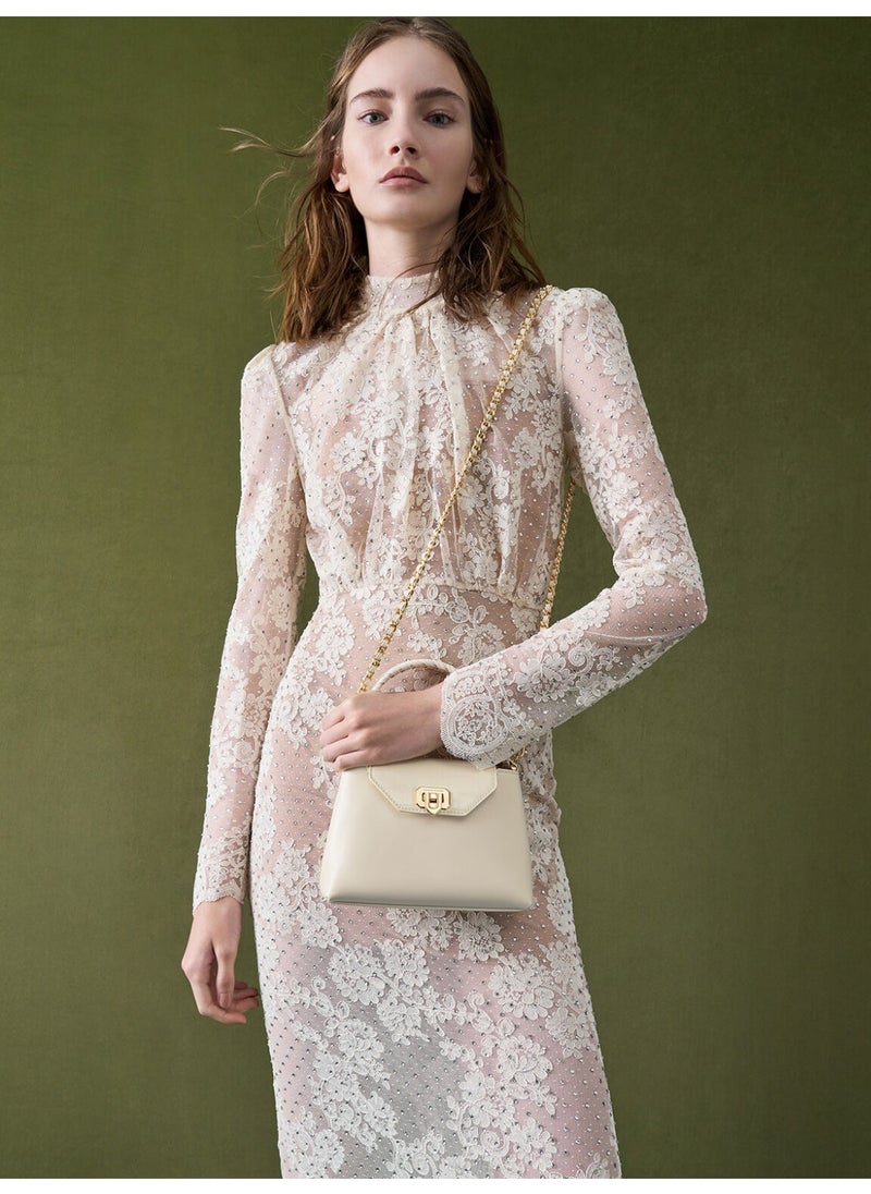 Charles & Keith CHARLES & KEITH Arwen Croc-Effect Braided-Strap Top Handle Bag & Crossbody Bag for Women - Cream  - Image 2
