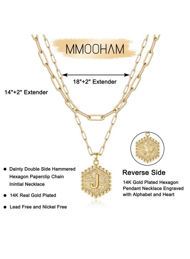 M MOOHAM Gold Layered Initial Necklaces For Women - Necklaces For Women Cute Letter Initial J Necklace Choker Necklace Dainty Layered Necklaces For Women Preppy Jewelry - Image 5