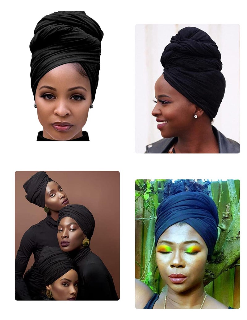 Harewom 3PCS Head Wraps for Black Women Turban Headwraps Stretchy African Hair Wraps Soft Jersey Head Scarf Tie Headbands Pack for Dread Locs Natural Hair - Image 2