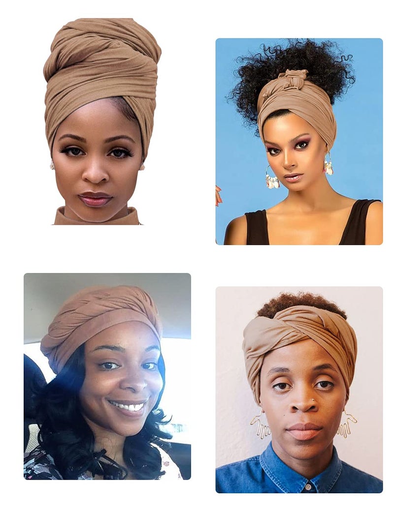 Harewom 3PCS Head Wraps for Black Women Turban Headwraps Stretchy African Hair Wraps Soft Jersey Head Scarf Tie Headbands Pack for Dread Locs Natural Hair - Image 3