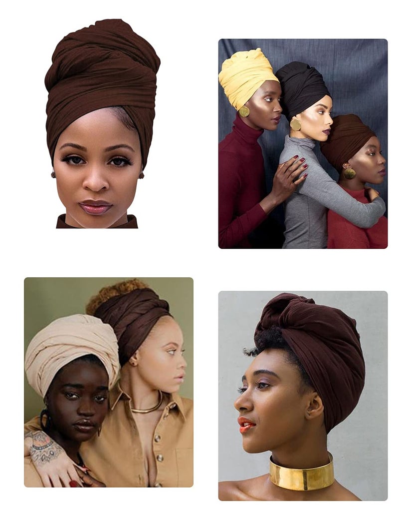 Harewom 3PCS Head Wraps for Black Women Turban Headwraps Stretchy African Hair Wraps Soft Jersey Head Scarf Tie Headbands Pack for Dread Locs Natural Hair - Image 4