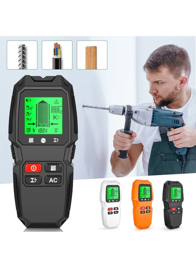 Generic - HW-QB6 5 In 1 Wall Scanner Handheld Stud Finder Wood Current Metal Live Wires Detection(Orange) - Image 1