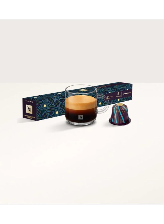 Nespresso مجموعة نيسبريسو الاحتفالية من الإسبريسو - كبسولات أصلية محدودة الإصدار (10 قطع)