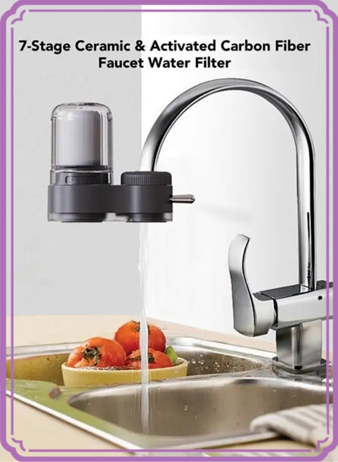 APEX 7-Stage Ceramic Purification Faucet Water Purifier Filter for Kitchen Sink Bathroom Washbasin Home Drinking, ReuseableTap Water Filter for Sink with Dual Outlets, Soften Hard Water & Remove Impurities - Image 1