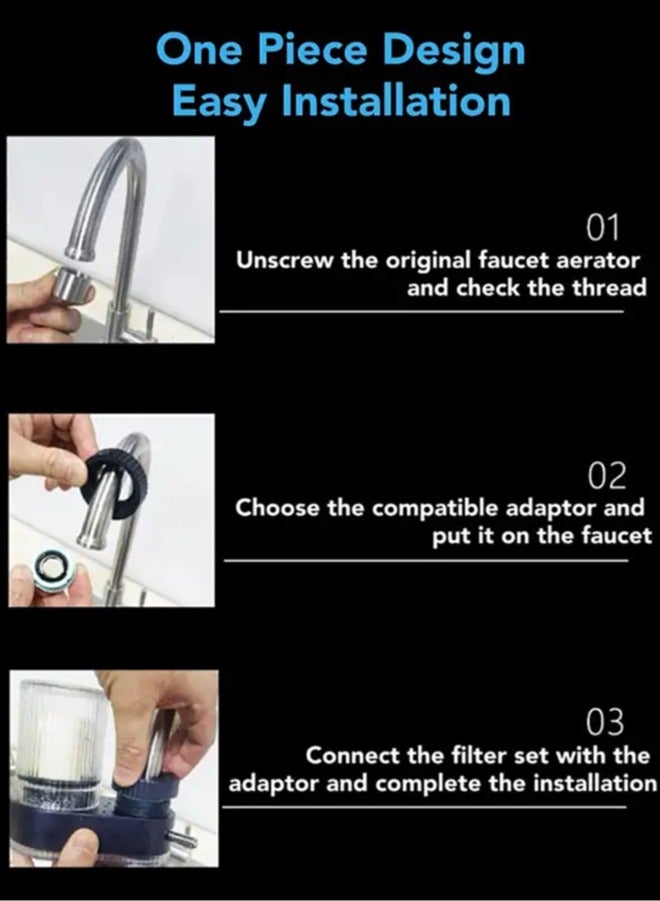 APEX 7-Stage Ceramic Purification Faucet Water Purifier Filter for Kitchen Sink Bathroom Washbasin Home Drinking, ReuseableTap Water Filter for Sink with Dual Outlets, Soften Hard Water & Remove Impurities - Image 5