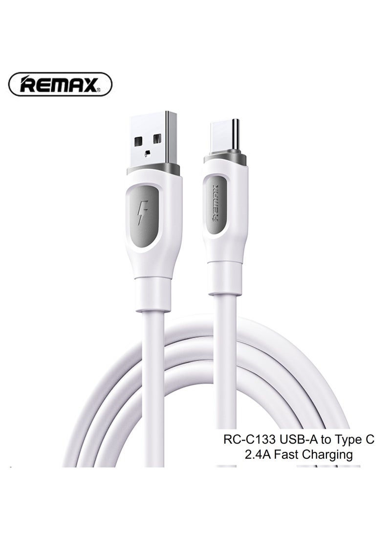 REMAX - RC-C113 Ruinay Series USB A to Type-C Charging Data Cable, 1M, USB C, 2.4A Fast Charging, White - Image 1