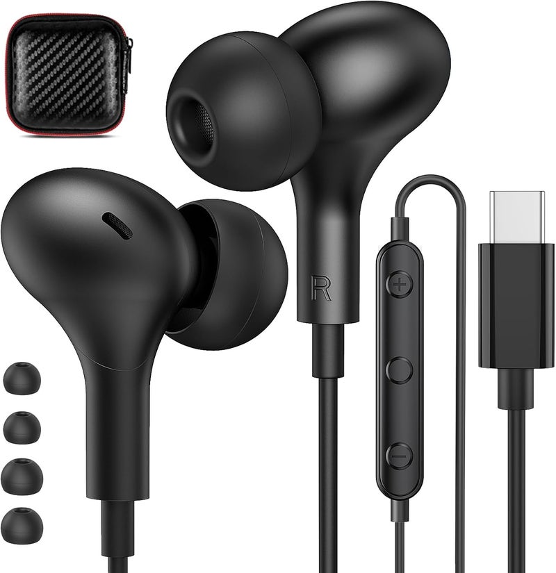 APETOO USB C Headphones for Samsung S24 Ultra/S23 FE/S22/S21 Wired Earbuds with Mic Volume Control, Noise Isolation Magnetic in-Ear Type C Earphones for Galaxy Note20/10+ A55/A54, iPhone 16e/15 Plus/Pixel - Image 1