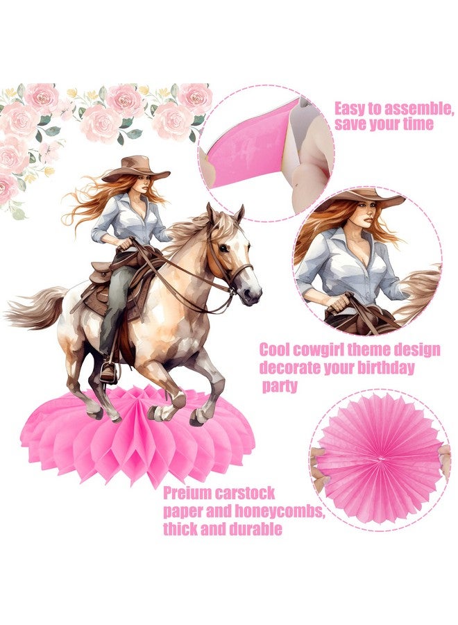 umoni 11Pcs Cowgirl Honeycomb Centerpieces 3D Double Side Cowgirl Centerpieces For Tables Western Cowgirl Birthday Party Supplies For Western Cowgirl Themed Girls' Birthday Wedding Party Supplies - Image 3