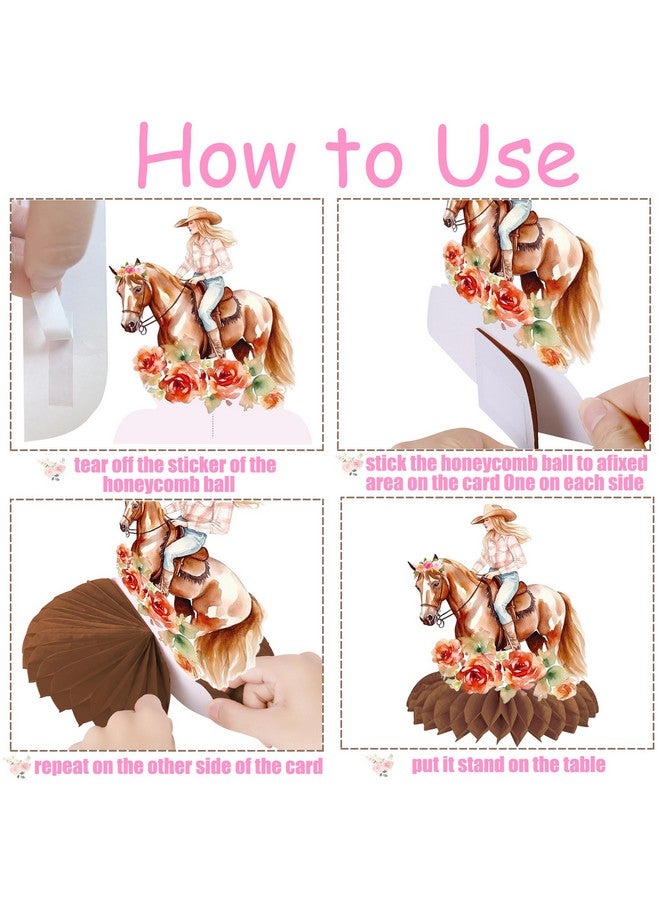 umoni 11Pcs Cowgirl Honeycomb Centerpieces 3D Double Side Cowgirl Centerpieces For Tables Western Cowgirl Birthday Party Supplies For Western Cowgirl Themed Girls' Birthday Wedding Party Supplies - Image 5