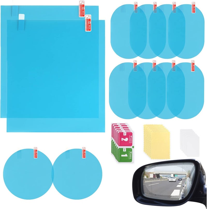 LeeLoon 12Pcs Car Rearview Mirror Film, Anti Fog Anti Glare Anti Scratch Anti Mis Rainproof Waterproof HD Nano Clear Protective Sticker Film for Car Mirrors, Side Windows, Safe Driving - Image 1