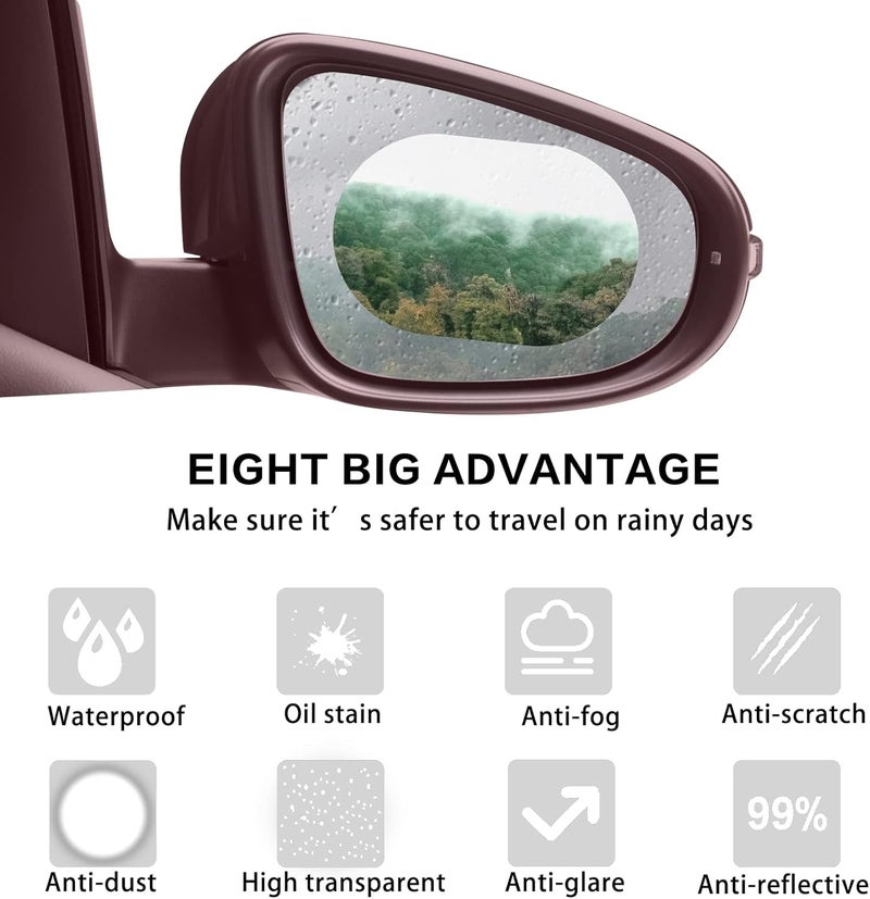 LeeLoon 12Pcs Car Rearview Mirror Film, Anti Fog Anti Glare Anti Scratch Anti Mis Rainproof Waterproof HD Nano Clear Protective Sticker Film for Car Mirrors, Side Windows, Safe Driving - Image 2