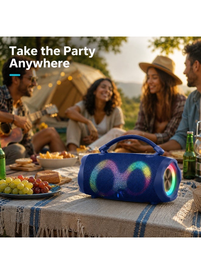 Smartbarry M50Plus Portable Wireless Speaker Blue with RGB Party Lights, 15000mAh Battery, TWS Stereo Pairing, Deep Bass Bluetooth Speaker, USB Charging & Hands-Free Calling for Outdoor, Party & Camping Use - Image 5