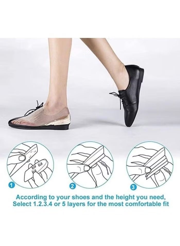 نعل داخلي للكعب جل من السيليكون لزيادة ارتفاع القدم قابل للتعديل من 5 طبقات للحصول على اختلاف في طول الساق - للرجال والنساء - قابل للتعديل - شفاف غير مرئي - زوج واحد - Image 5