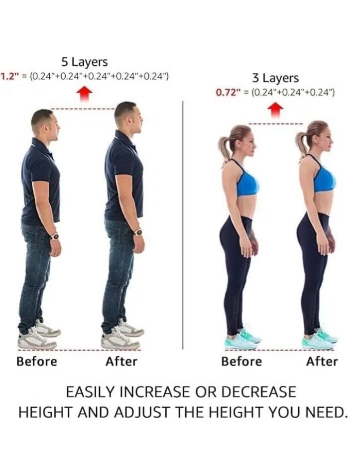 نعل داخلي للكعب جل من السيليكون لزيادة ارتفاع القدم قابل للتعديل من 5 طبقات للحصول على اختلاف في طول الساق - للرجال والنساء - قابل للتعديل - شفاف غير مرئي - زوج واحد - Image 2