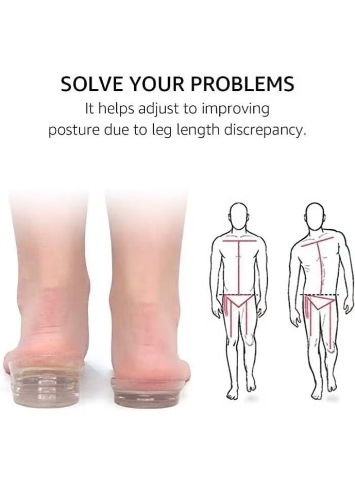 نعل داخلي للكعب جل من السيليكون لزيادة ارتفاع القدم قابل للتعديل من 5 طبقات للحصول على اختلاف في طول الساق - للرجال والنساء - قابل للتعديل - شفاف غير مرئي - زوج واحد - Image 4