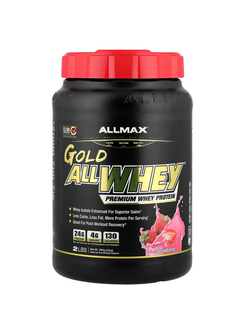 Allmax Gold AllWhey, Premium Whey Protein, Strawberry, 2 lbs (907 g)