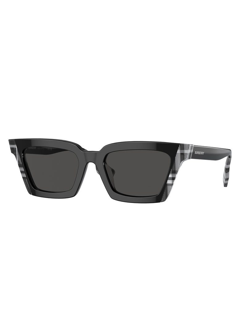BURBERRY Woman Square Briar Sunglasses - Be4392U - Lense Size:52Mm - Black/Check White Black - Image 1