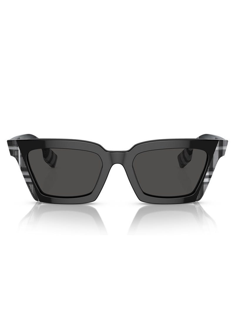 BURBERRY Woman Square Briar Sunglasses - Be4392U - Lense Size:52Mm - Black/Check White Black - Image 3