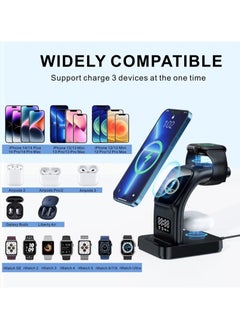 XiuWoo Magnetic Wireless Charger, 5 in 1 Wireless Charging Station with Alarm Clock & Night Light 15W Fast Wireless Charger Station Compatible with iPhone 14/13/12, for Airpods, Apple Watch Series  - Image 3