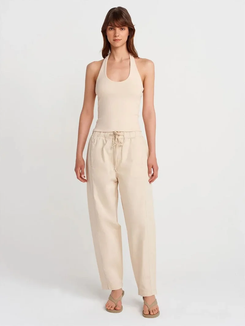 ديلفين DILVIN Cotton Poplin Straight-Leg Jogger Pants