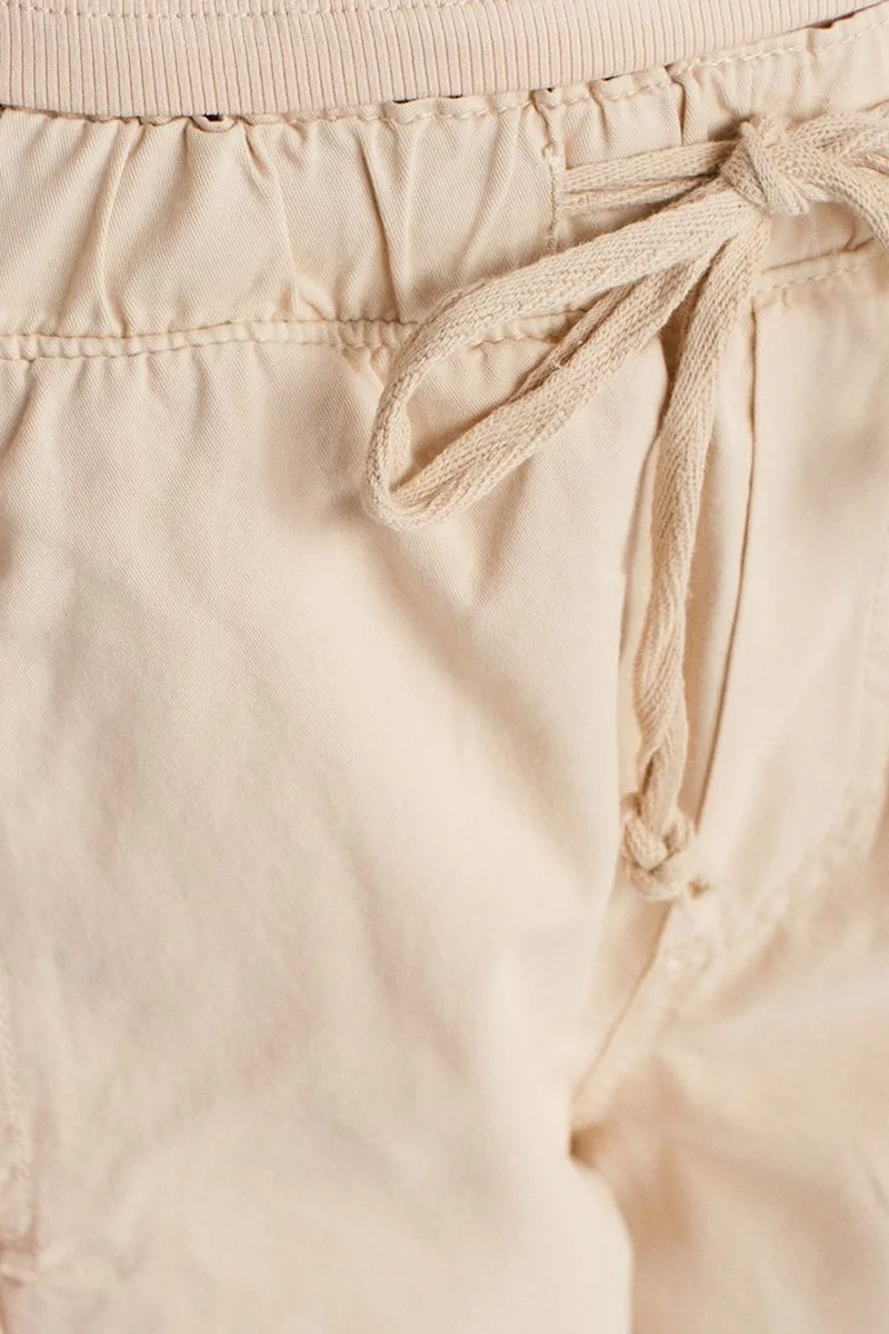 Dilvin Beige Natural DILVIN Cotton Poplin Straight-Leg Jogger Pants for Women | Best Price UAE