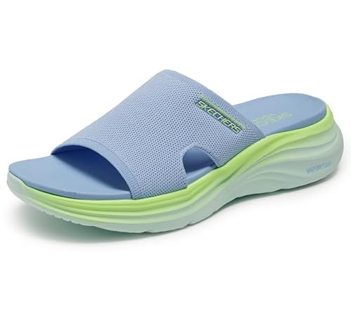 Skechers Women's VAPOR FOAM - COASTAL SUNSET, Colorful Ombre Knit Recovery Slide, Blue/Multi, 9M - Image 4