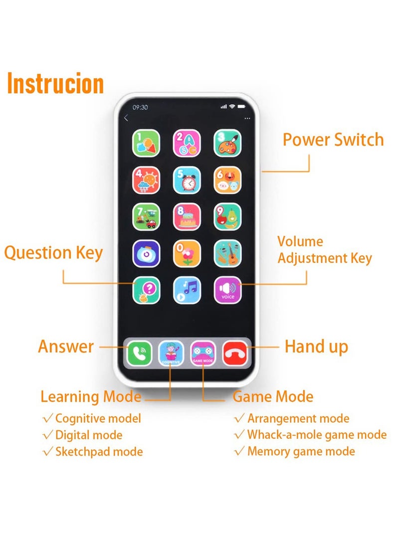 SHENYU Smartphone Learning Baby Phone Toy for 1 Year Old Toddlers Musical Instruments with Light and Sound Multiple Education Games for Boys and Girls, Gifts for Birthday - Image 3