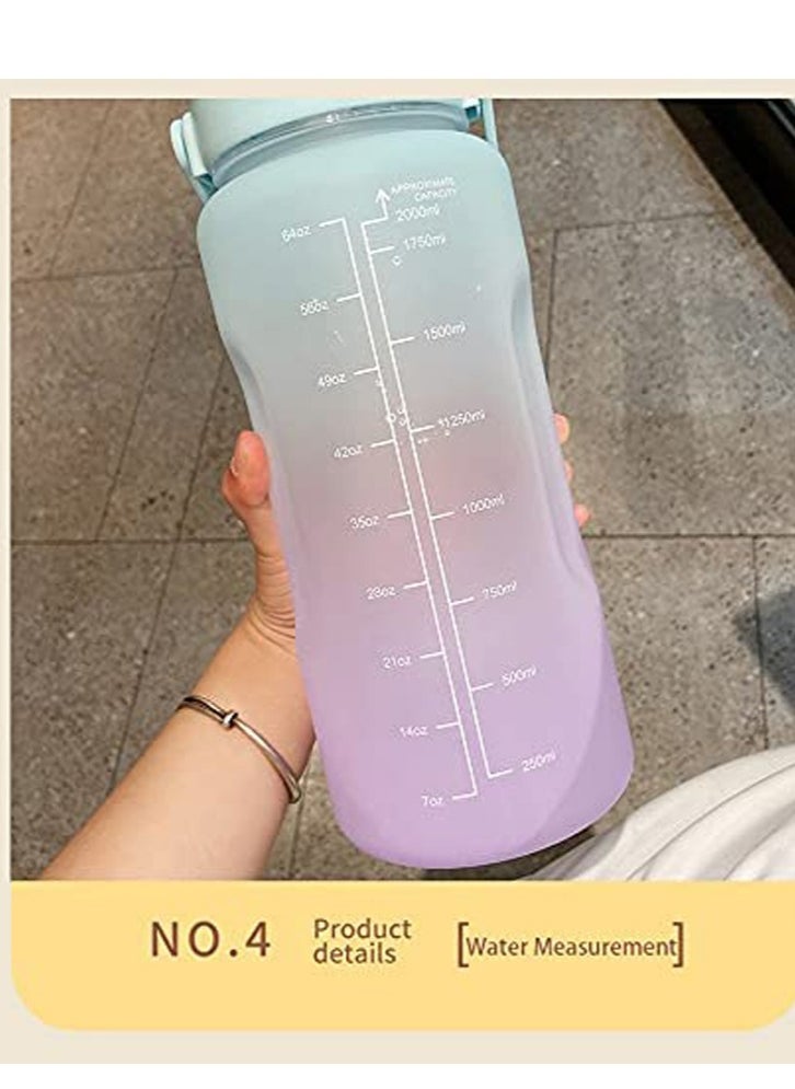 LIMOS - Motivational Water Bottle with Time Marker & Straw Large 2L Sports Bottle - Image 1