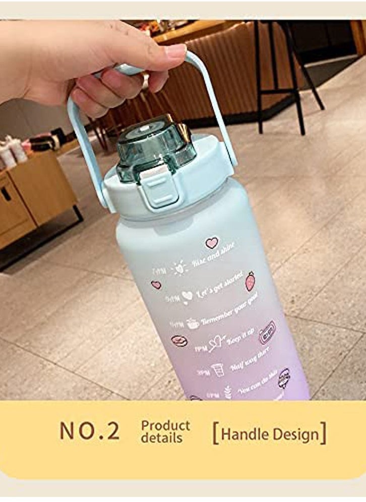 LIMOS - Motivational Water Bottle with Time Marker & Straw Large 2L Sports Bottle - Image 1