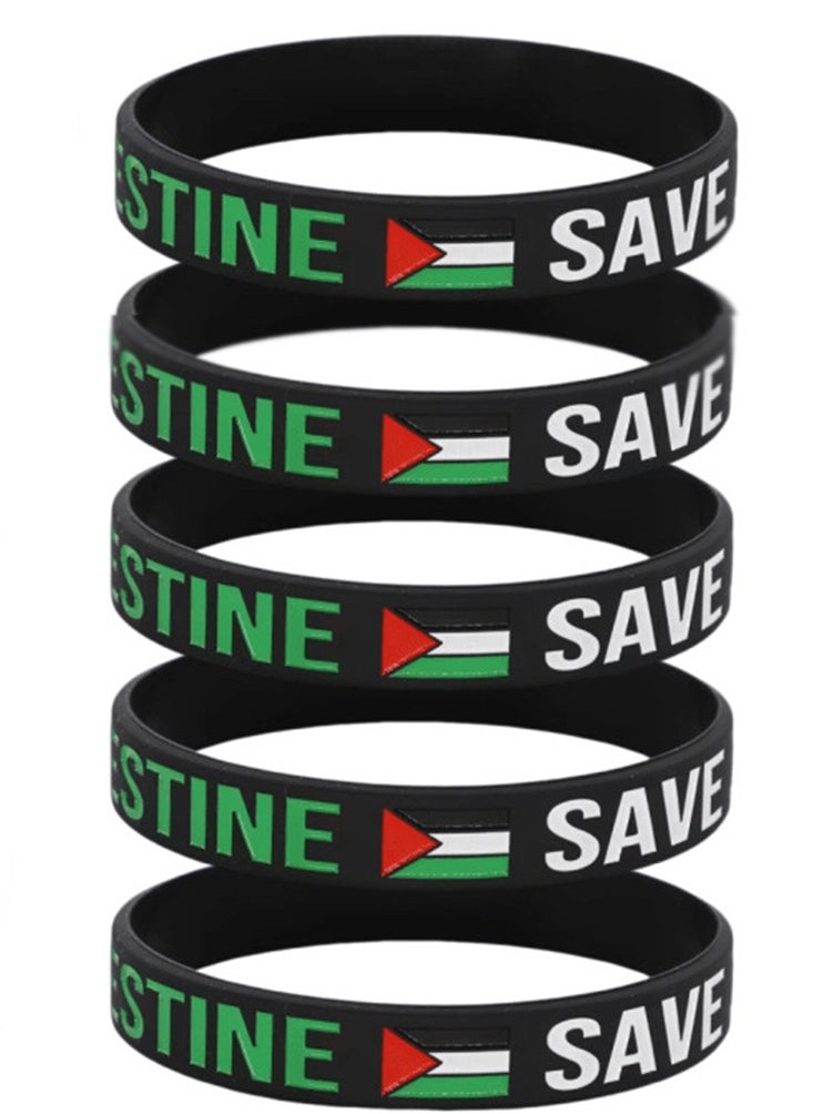 Furtey - 5 Pack Palestinian Flags Silicone Wristbands , Free Palestine Bracelet,  Party Bracelets Decoration , Palestine Flag Bracelet Rubber Accessories Men & Women - Image 1