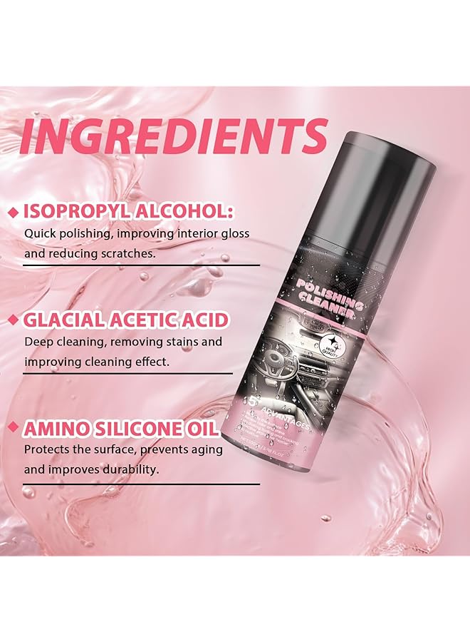 كاست ويف منظف داخلي للسيارة، قطعتان - 100 مل، منظف داخلي للسيارة، بخاخ تفصيل داخلي، منظف متعدد الأغراض للسيارة، يزيل الأوساخ العنيدة، ملمع داخلي للسيارة، بخاخ تفصيل داخلي - Image 5