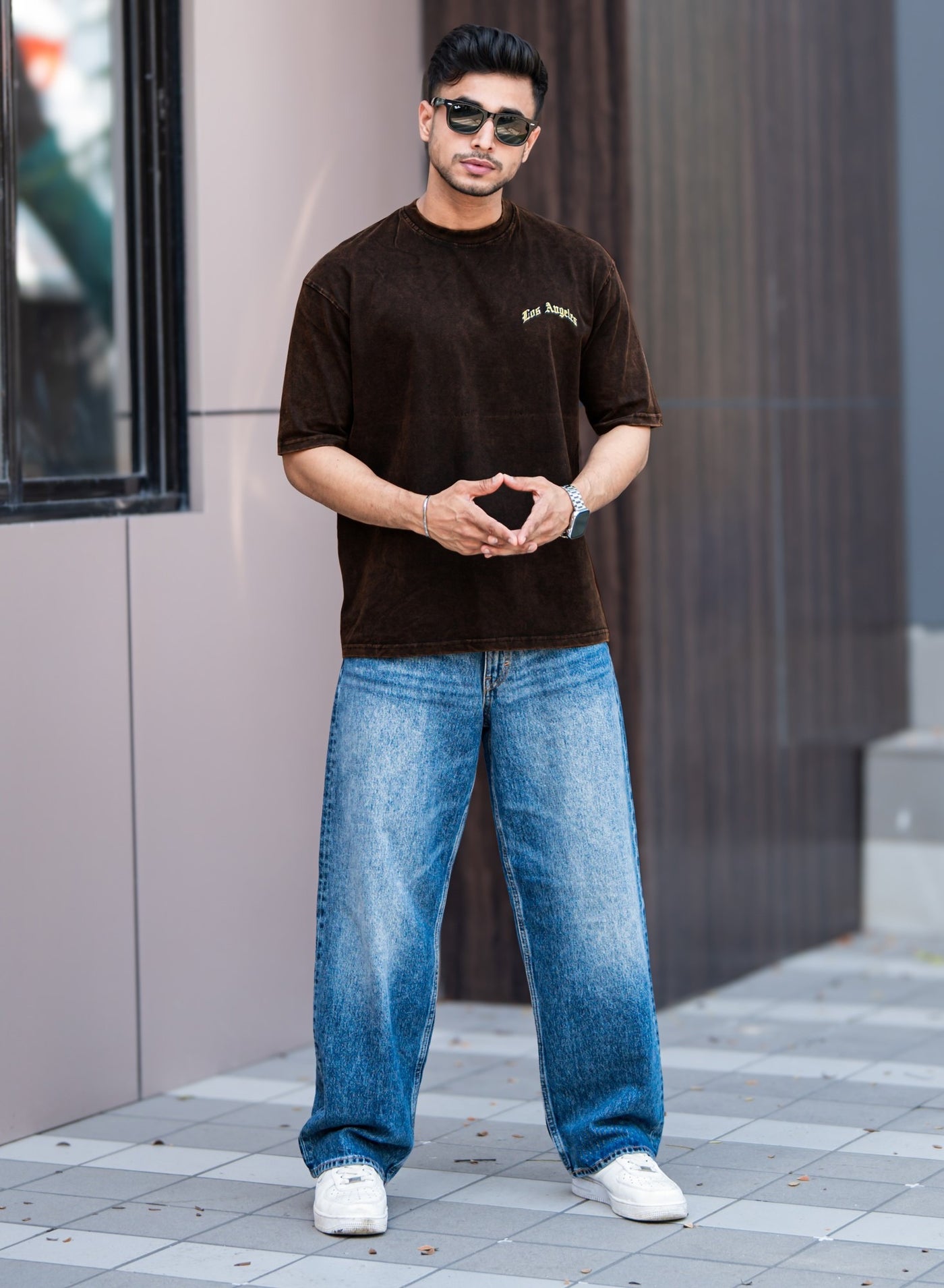 تيشيرت قطن رجالي مانياك بأكمام ثلاثة أرباع ورقبة د...