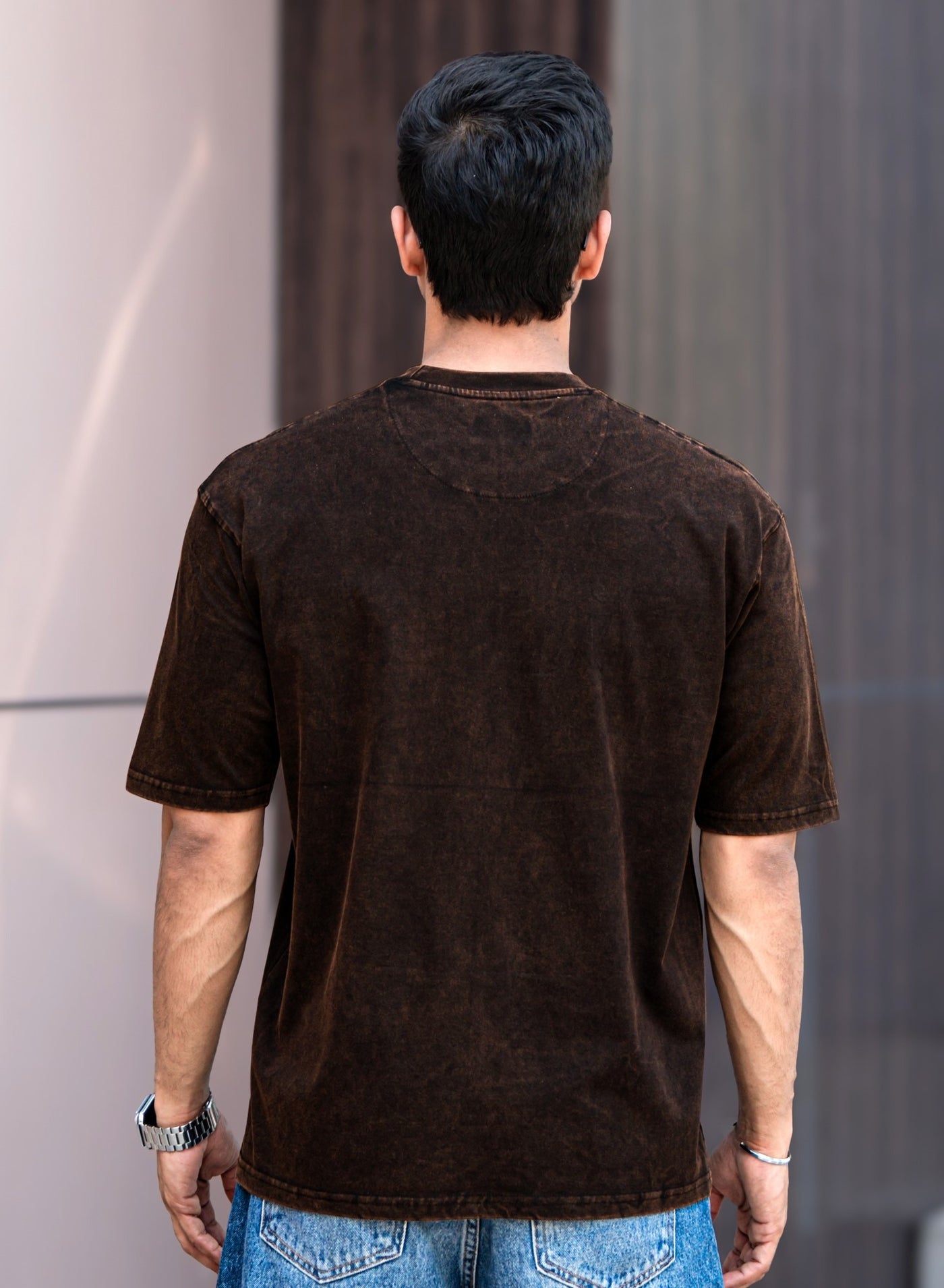 تيشيرت قطن رجالي مانياك بأكمام ثلاثة أرباع ورقبة د...