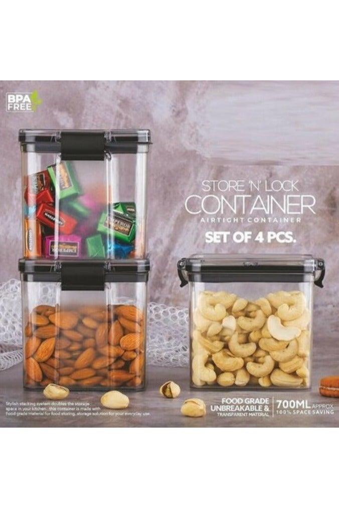 ANKUR Store 'N' Lock 4-Pieces Food Storage Container Set – 700ml approx Each – BPA-Free Plastic, Airtight Locking Lids, Microwave & Freezer Safe – Stackable & Reusable Kitchen Organizer Boxes - Image 3