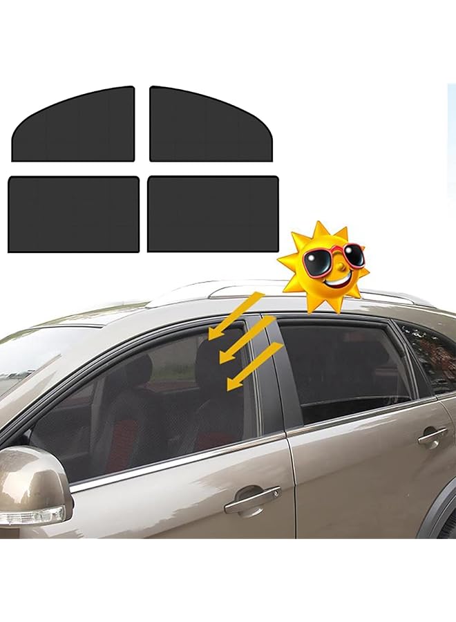 DMG TECH Dmg Car Side Window Sun Shade 4 Pack Universal Car Reversible Magnetic Curtain Car Window Sunshades Mesh Summer Mesh Auto Window Sun Visor Shield Sunshade Protector Sun Protection - Image 1