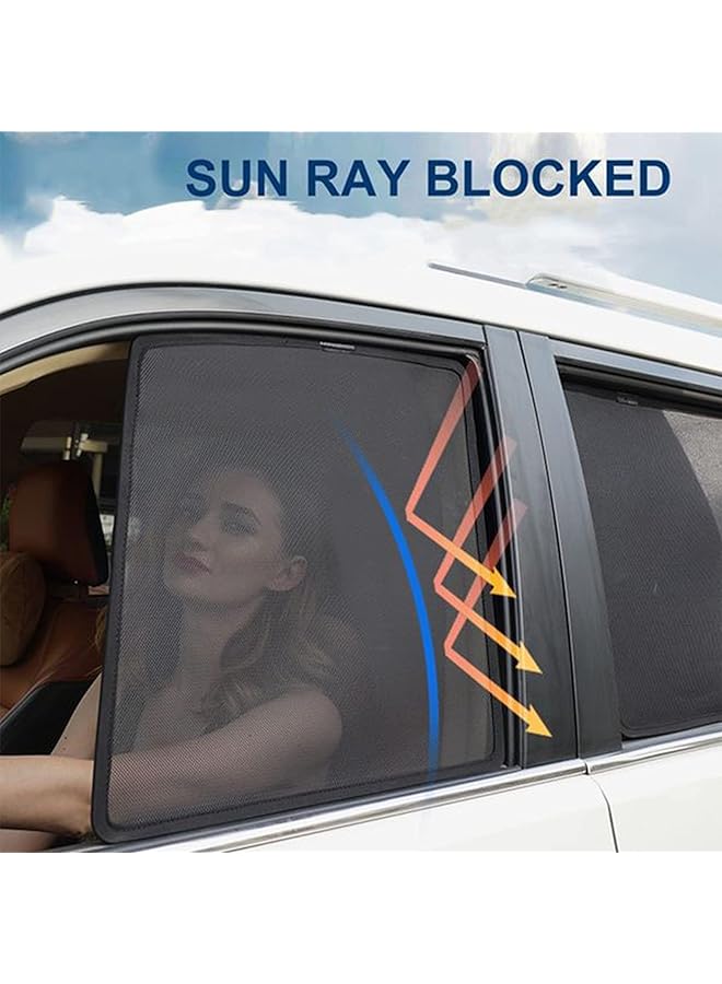 DMG TECH Dmg Car Side Window Sun Shade 4 Pack Universal Car Reversible Magnetic Curtain Car Window Sunshades Mesh Summer Mesh Auto Window Sun Visor Shield Sunshade Protector Sun Protection - Image 3