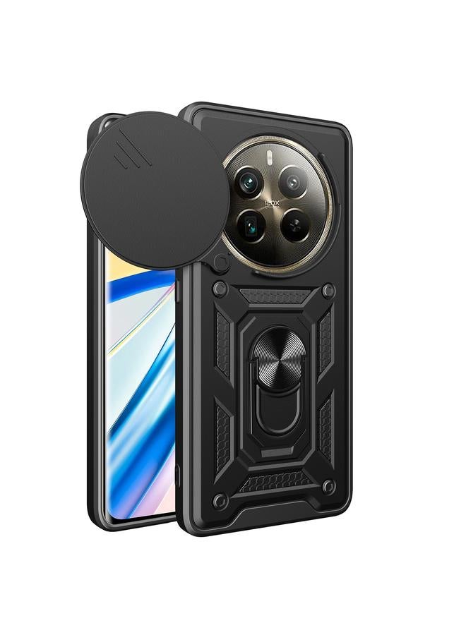 جراب هاتف هجين من مادة TPU لهاتف Realme 12 Pro / 12 Pro+ 5G بتصميم كاميرا منزلقة (أسود)